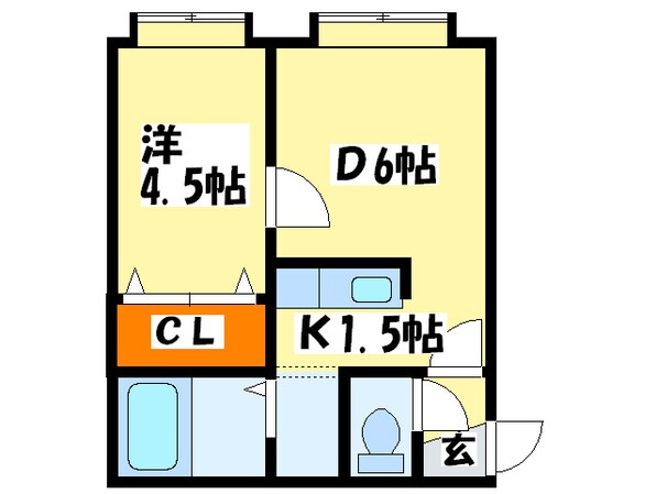 クル－ズハウス東区役所前の物件間取画像